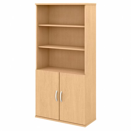 Bush Business Furniture Studio C 5 Shelf Bookcase W/ Doors in Natural Maple STC015AC